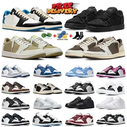 Free shipping basketball shoes for men women 1s designer shoes golf olive reverse mocha Black Phantom Satin Bred Patent UNC Toe mens womens outdoor sports trainers