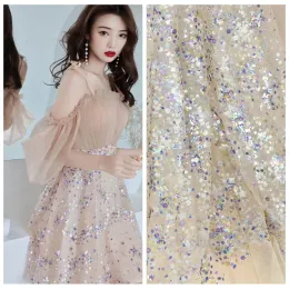 Fabric Colored Sequins Embroidered Lace Fabric Dress Dress Diy Material Handmade Decoration Children's Clothing Cloth RS1581