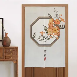 Vorhänge, chinesische Tuschemalerei, Türvorhang, glücklicher Text, Blumen-Trennvorhang, Drapierung, Eingang, hängender halber Vorhang für Raum- und Küchendekoration
