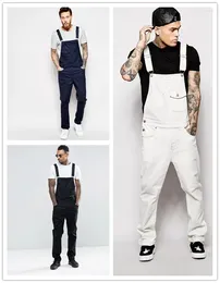 Men's Jeans Women Rompers Overalls One Piece Washing Ankle Length Pencil Pants High Street Pockets Slight Strech Patchwork Solid