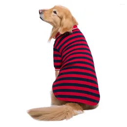 Vestuário para cães OIMG Algodão Listras Polo Camisa para roupas grandes Golden Retriever Labrador Respirável T-shirt Casual Pet Vestuário