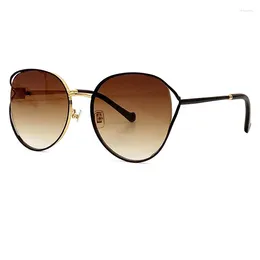 النظارات الشمسية 2024 إطار سبيكة النساء الرجال مصمم العلامة التجارية عالي الجودة التدرج UV400 عدسة ظلال العين