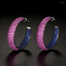 Stud Earrings Zlxgirl Jewelry 35mm AAA Cubic Zirconia Round Wedding Women's Brand Micro Pave Geometric Bijoux Ears Gift