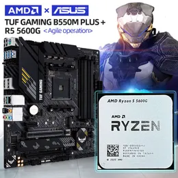 Asus New TUF Gaming B550M Plus Motherboard + AMD New Ryzen 5 5600G CPU ProcessAdor AM4 3.9 GHz Six-Core DDR4 Micro-ATX 128G