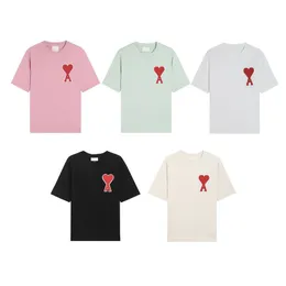 SS Neues miT-Shirt mit Rundhalsausschnitt und großem Herz-Stickaufkleber, T-Shirts aus reiner Baumwolle für Männer und Frauen, Paare, lose Sportpullover, kurzärmelige T-Shirts, Top-Kleidung