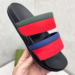 Slides Slides Fashion Mens Striped Rubber Slide Roundlocking Platform Flate Flat للجنسين شاطئ الشاطئ.