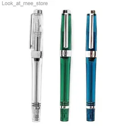 Fontänpennor Fountain Penns Paili /013 Transparent Piston Fountain Pen Silver Clip Fashion Färgglada bläckpennor för studentkontor Q240314