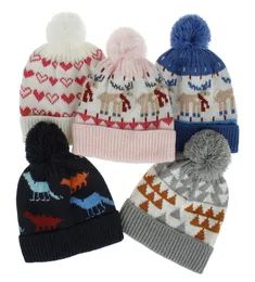 Xmas Kids Winter Hat Baby Pompom Hats Child Knitting Crochet Warm Caps Children Cap Boys Girls Beanies M21675028389