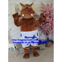 Mascot kostymer plysch päls brun manlig flodhästhippopotamus maskot kostym vuxen tecknad karaktärsutrustning utställning mässa mässa zx2927