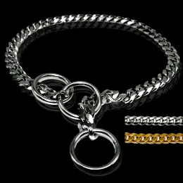 Collars 3mm Diameter Strong Silver Gold Chrome Steel Metal Dog Training Choke Collar Dogs Chain Collars