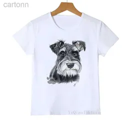 T-Shirts Yaz 2020 Çocuk T-Shirts Vintage Schnauzer Portre Baskı Erkek Kızlar Giysileri Unisex Tshirt Beyaz Camisetas Kids Giyim LDD240314