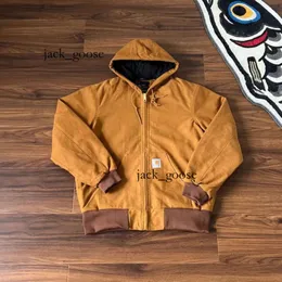 Jaquetas masculinas Carharttlys Designer Coat Retro Jacket Top Washed Canvas Jacket Carhart Jacket American Hooded Work Jacket com jaqueta de algodão quente e à prova de vento 852