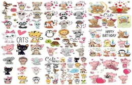 Notions Iron on Cute Animal Patches Set for Kids Clothing DIY T Shirt Hoodies Applique Unicorn Heat Transfer Clothes Sticker2040066