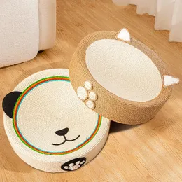 Yuvarlak kedi çizici ped sisal örgü kediler çizik tahtası 2 in 1 kedi ev taşlama pençeleri kediler eğitim oyuncakları mobilya malzemeleri 240227
