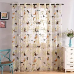 Curtains Butterfly Pattern Tulle Sheer Curtain Home Decor Kitchen Balcony Room Window Screening Floral Curtain for Bedroom living Room