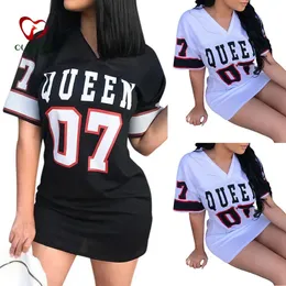 Camiseta vestido feminino vestido curto hip hop rainha impresso longo t camisa solta decote em v sexy mini vestido robe camisa vestidos 240228