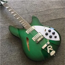 Green Semi Hollow Body Rick 360 Electric Guitar 12 Strings Guitar in Cherry Burst Color, All Color finns tillgängliga, grossist