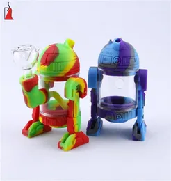 SILICLAB Silicone Smoking Pipes Creative Robot Glass Water Bong Foodgrade Silicone Bubbler Factory Whole29979212204