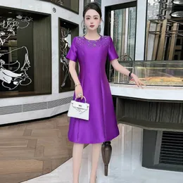 Zjyt Elegancki luksusowy koralik formalny okazja sukienki dla kobiet 2024 Projektantka wiosna latem sukienka z krótkim rękawem krótkim rękawem Red Purple 240306