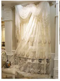 Шторы Европейская водорастворимая вышивка Декоративная занавеска Оконный экран Роскошная вилла Гостиная Спальня Столовая Затемняющая занавеска