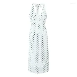 Casual Kleider YENKYE Vintage Polka Dot Halter Frauen Sexy Backless A-linie Urlaub Party Kleid Sommer Robe