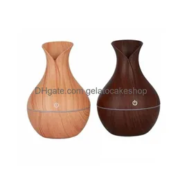 Fragrance Lamps Wood Grain Essential Humidifier Aroma Oil Diffuser Trasonic Air Fashion Usb Mini Led Lights For Home Offic Drop Deli Dh8Uq