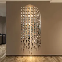 Mosaik Hohes Gebäude Acryl Spiegel Wandaufkleber Wohnzimmer Schlafzimmer TV 3D Dekoration Hintergrund DIY Wohnkultur 240312