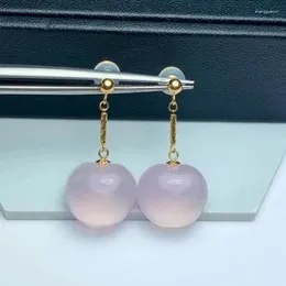 Dangle Earrings SHILOVEM 18k Yellow Gold Natural ROSE QUARTZ Drop Classic Wholesale Fine Women Gift Party 12.5 14mm Myme12.51466fj