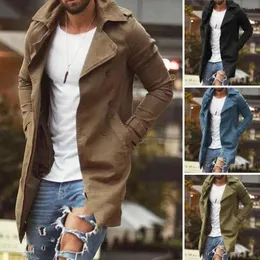 Men's Jackets Men Trench Coat Stylish Slim Fit Lapel With Pockets Windproof Streetwear Jacket For Autumn Plus Size