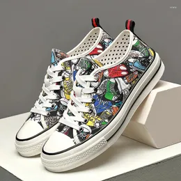 Shoes European Station 854 Casual Men's Summer 2024 Canvas Student Trend Versatile Fashion Printed Board