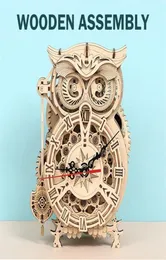 Art 3D träpussel Creative Diy Wall Clock Owl Model Toy Building Block Kit Toys for Children Education Adult Gifts 2202125303987