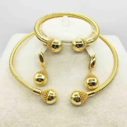 Ohrringe Halskette Mode Dubai Gold Schmuck Set Afrikanische Braut Hochzeit Geschenk Für Frauen Saudi-Arabien Collar215F