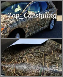 Realtree Camo Vinyl Wrap 잔디 잎 위장 상쾌한 오크 자동차 랩 차량 피부 스타일 커버 스티커 7705437 용 필름 장애