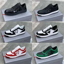 Designer Men Downtown Leather Casual Shoes Patent Flat Mens Trainers Black White Mesh Breathable Outdoor Walking Sneaker