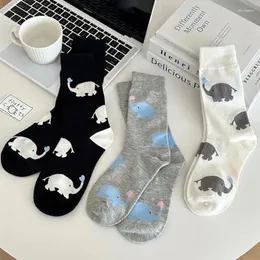 Frauen Socken Ankunft Frühling Herbst Cason Koreanische Cartoon Tier Elefantenabdruck Baumwolle Middle Tube lustig für Mädchen