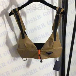Tanques femininos camis designer mulheres designer t camisa com emblema triângulo de metal profundo decote em v tanque top cáqui sling lingerie 04g6