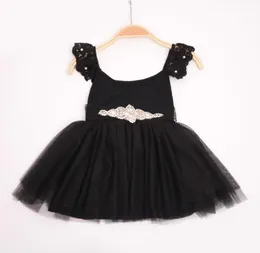 2017 Baby Girl Kid Party Dress Girl Princess Dresses Lace Gace Black Dress with Sash Girls Christmas Dress Tutus For Girls ChildR2464715