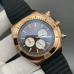 Роскошные мужские кварцевые часы с аккумулятором 41 мм, высококачественные часы из нержавеющей стали, три глаза, светящиеся водонепроницаемые дизайнерские часы, мужские часы для спорта и отдыха с резиновой лентой