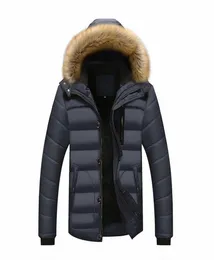 Men039s Down Parkas 2021 Men Men Winter Fashen Warmer Jacket with Fur Collar Hooded Zipper Coat Male Slim Solid Phoodies Plus 5XL4657811