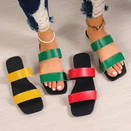 Tamanho grande 36-43 mulheres sandálias de designer chinelos slides sliders sapatos de praia senhoras couro moda tendência chinelo sandale sandles dedo do pé quadrado