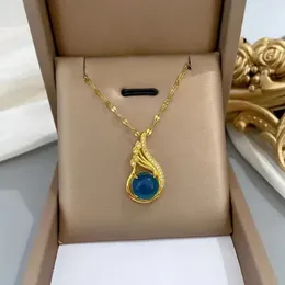 Chains Fashion In Temperatures Color Changing Gemstone Necklace Classic Phoenix Pendant Exquisite Clavicle Chain Banquet Jewelry