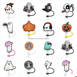 Drinking Sts Halloween Spooky Ghost Sile St Toppers Accessories Er Charms Reusable Splash Proof Dust Plug Decorative 8Mm Party Drop De Othxh