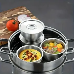 Dubbla pannor 1 st 304 rostfritt stål hushåll ångad äggskål kök bakredskap kan användas för att ånga olika ingredienser