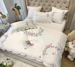 French light luxury embroidery cotton fourpiece bedding sets quilt cover European white cotton bed sheet foreign trade export7858714