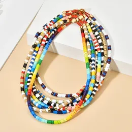 Boho Multicolor Metal Necklaces For Women Choker Beads Pendant Statement Necklace Beaded Ethnic Jewelry Handmade Gift 240311