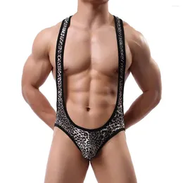 Underbyxor Jaycosin Men Breattable Eroticbriefs Soft Leopard Sexig läder Buttock Underwear 802