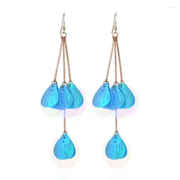 Dangle Earrings Fashion Simple Long Tassel Drop Pendant Statement For Women Party Sexy Chic Jewelry Candy Color Shell Shape