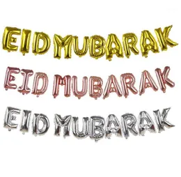 Decorazione del partito 1 Set EID Mubarak Lettera in oro rosa Palloncini Foil Palloncini per decorazioni islamiche musulmane Forniture Alfirt Ramadan8234299