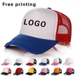 Berets personalizado boné logotipo impressão gratuita colorido multi cor malha caminhoneiro casual homens mulheres beisebol viagem anúncio equipe atividades diy