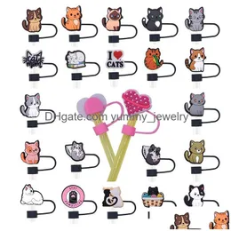 Drinking Sts 22Colors Baby Girl Cartoon Pet Animals Sile St Toppers Accessories Er Charms Reusable Splash Proof Dust Plug Decorative 8 Otecp